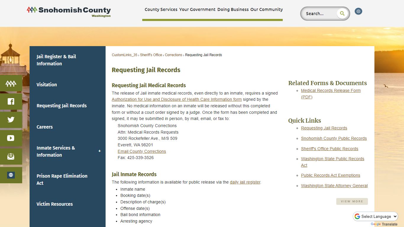 Requesting Jail Records | Snohomish County, WA - Official Website